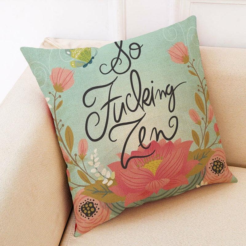 Elegant Letter Print Cotton Linen Pillow Cover For Home Car And Office Decor
