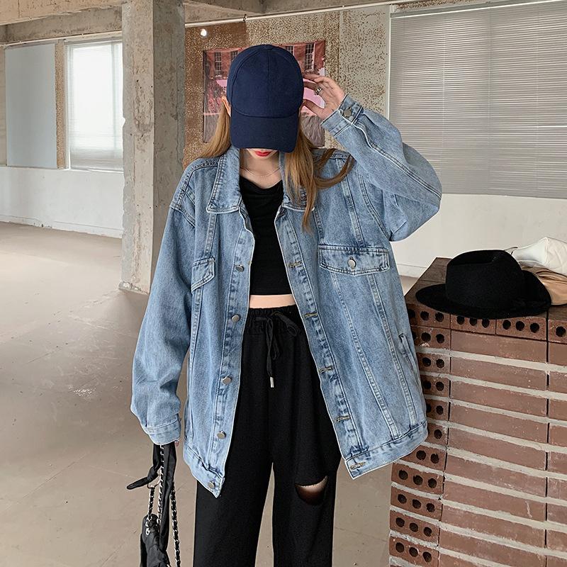 Spring and Autumn Women's Plus Size Fashion Trend Denim Jacket Loose Vintage Jacket