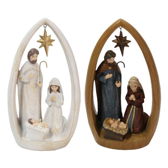 Nativity Scene Figurine Resin Holy Family Ornament Mary Joseph And Baby Jesus Statue Religious Christmas Table Centerpiece Gift for Christians