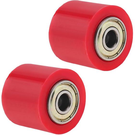 2Pcs 8mm Chain Tensioner Guide Wheel, Drive Pulley Roller for Motorcycle | Pre-installed 608Z Bearings, No Assembly Needed. Rubber + Steel