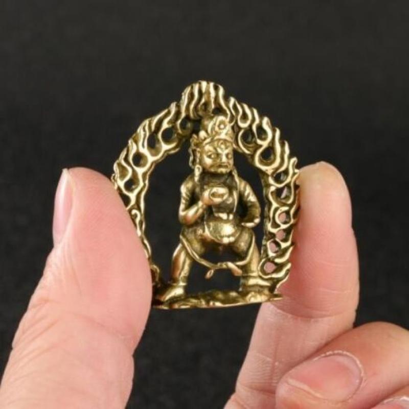Rare Chinese Art Old Brass Hot Fire Boy Toys Statue Figure Pet Antique Ornament