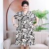 Mutter Sommerkleid neu mittelalterliche Frauen große Größe langer Rock High-End atmosphärisch dicke MM kurzärmelig großer Schwingrock