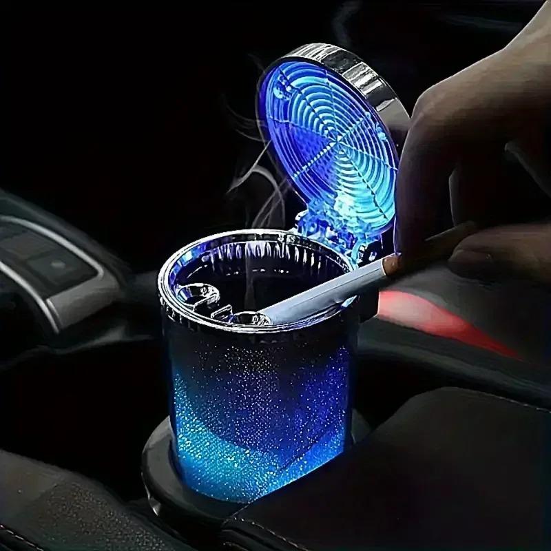 Car Ashtray with LED Lights Car Accessories Colorful Color Lights Air Conditioning Air Outlet Colorful Ashtray