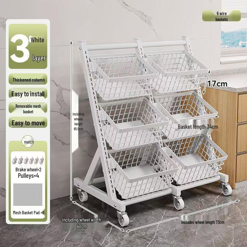 Multifunctional Storage Rack: Kitchen Vegetable, Snack, and Fruit Basket with Multi-layered, Partitioned Design for Living Room or Bedroom.