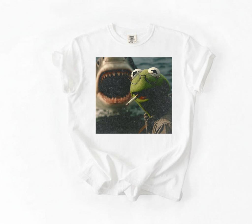 Unisexs Retro Smoking Frog Meme Graphic Oversized Streetwear Short Sleeve All Season Cotton Casual Tee