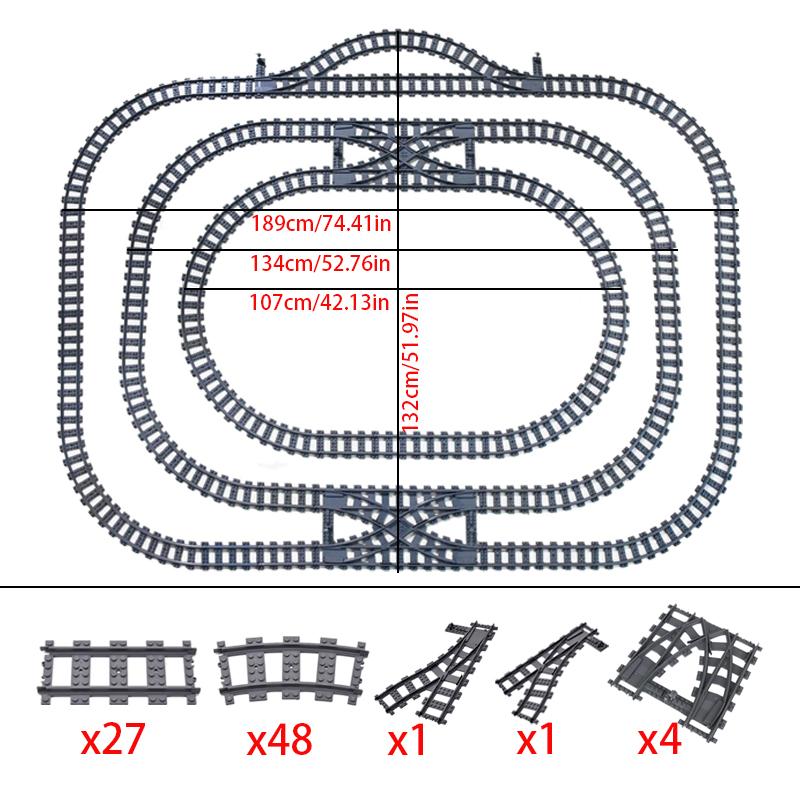 Train Track Railroad Accessory Parts - City Series Train Track System with Railroad Crossing, Fits For with Major Brand Trains In Buildin