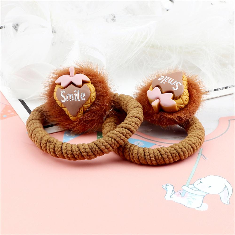 2PCS Sweet Colorful Hair Bands for Kids Girls Furry Fruits Bowknot Heart Winter Hair Ties Elastic Headband Hair Accessories Gift
