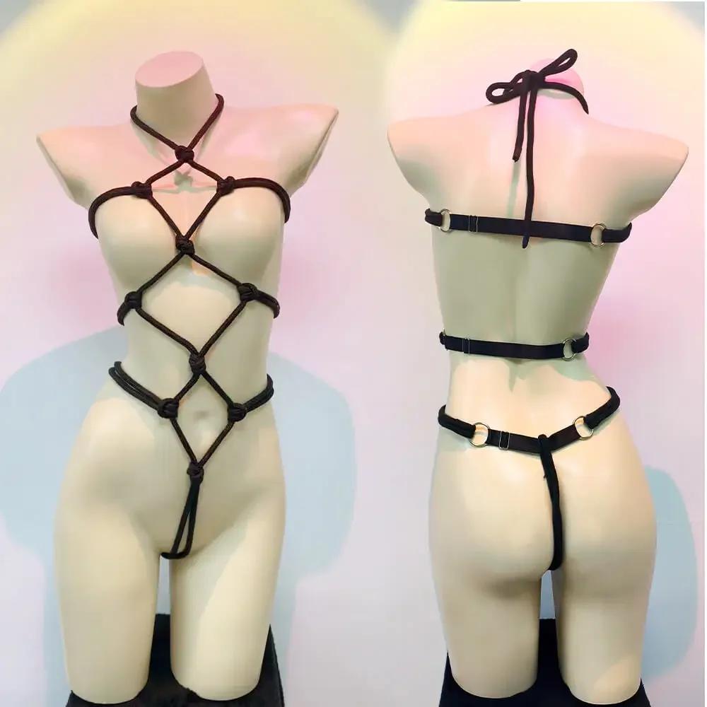 Lingerie da Donna Hot Sexy a Rete Senza Cavallo Body Corda Bondage Accessorio Cosplay Uniforme Biancheria Intima Gioco di Ruolo Costumi di Halloween