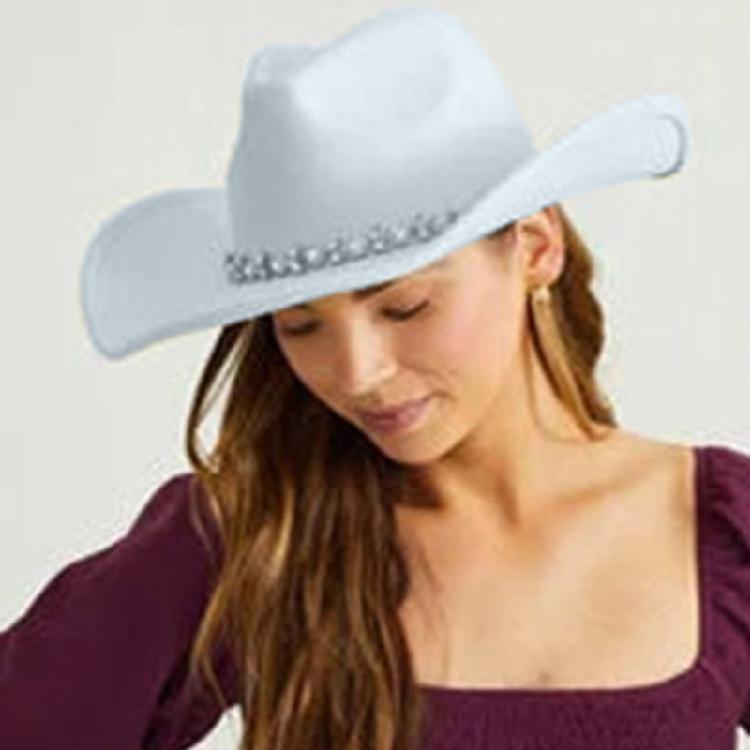 Delicate Glistening Cowgirl Hat with Rhinestones Western Cowboy Hat for Stage