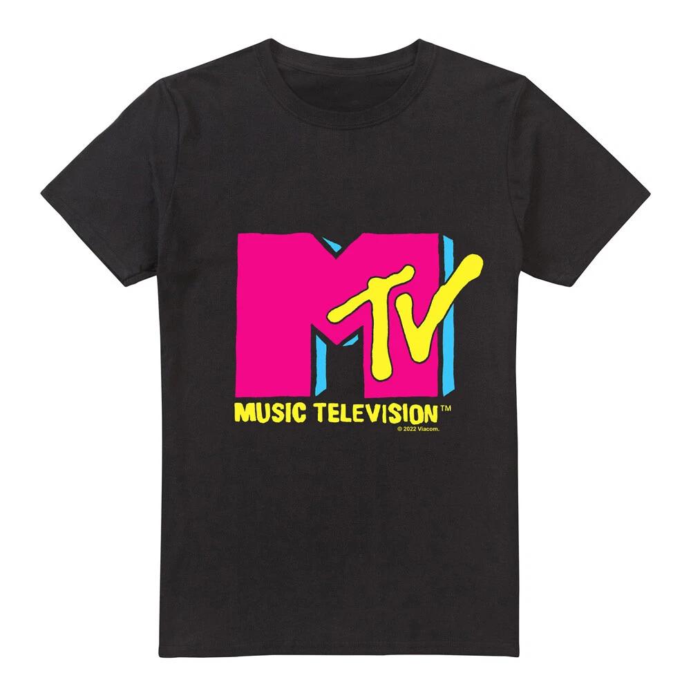 MTV Hot Pink Logo 100% Cotton T-shirt Mens Tees Top S-2XL, Black 2XL