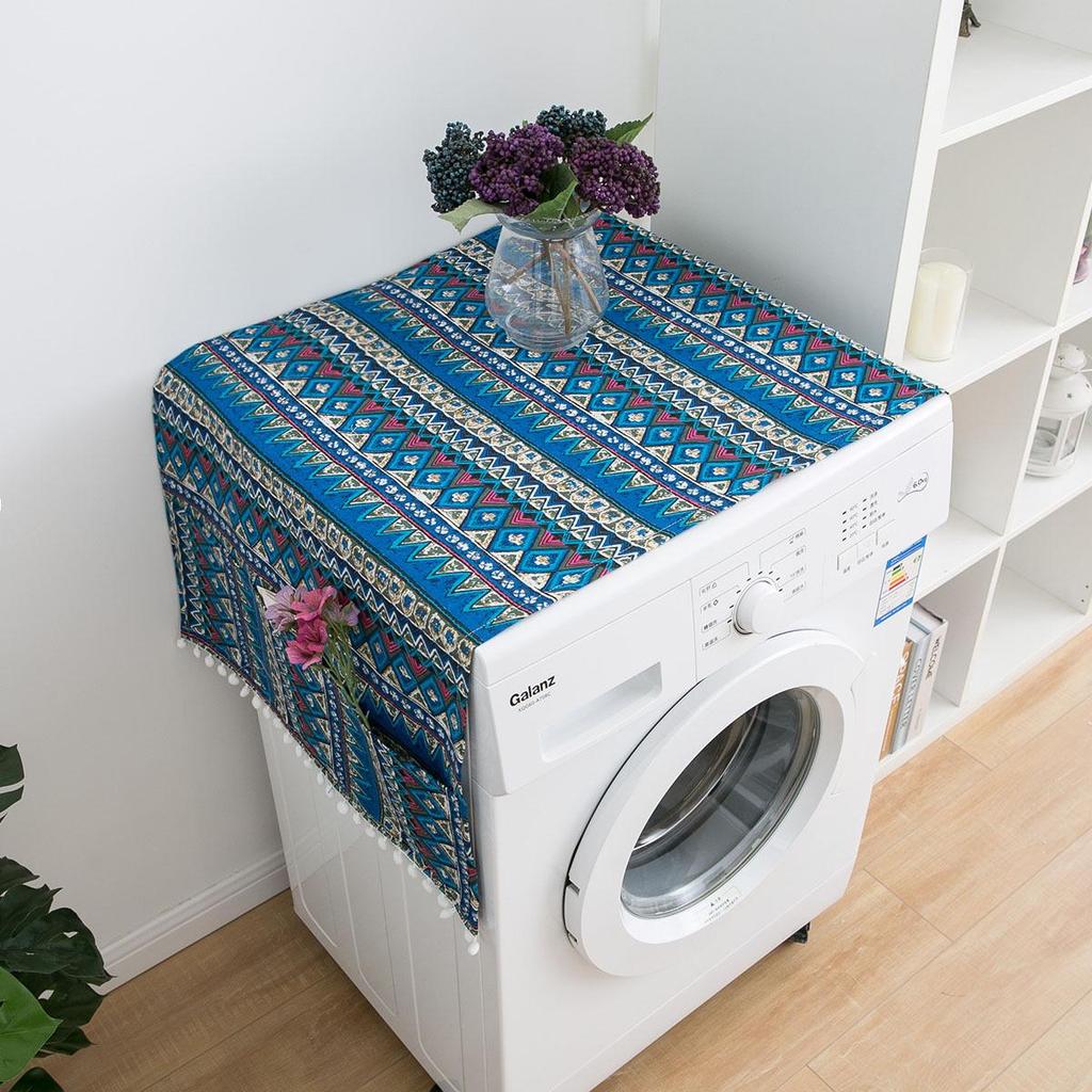 Blue Bohemian Geometric Fridge and Washer Cover - Ethnic Style
