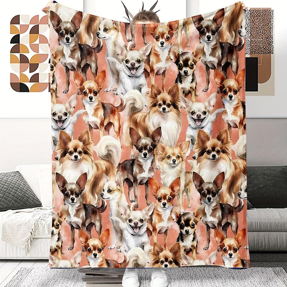 Chihuahua-Printed Sofa Blanket , Warm and Comfortable Throw Blanket Sofa Bed Sofa Camping Trip, the Best Gift.