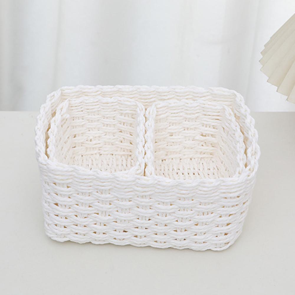 3pcs Handmade Straw Woven Soft Storage Round Paper Rope Storage Basket for Organizing Decorative Storage Bins Office Storage Box