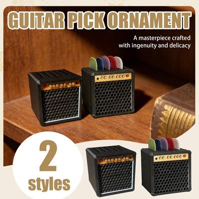 Aufbewahrungsbox für Ukulele- und Gitarrenplektren, Zubehör, Miniaturverstärker Schreibtischornament, Spielzeug, Geschenk.
