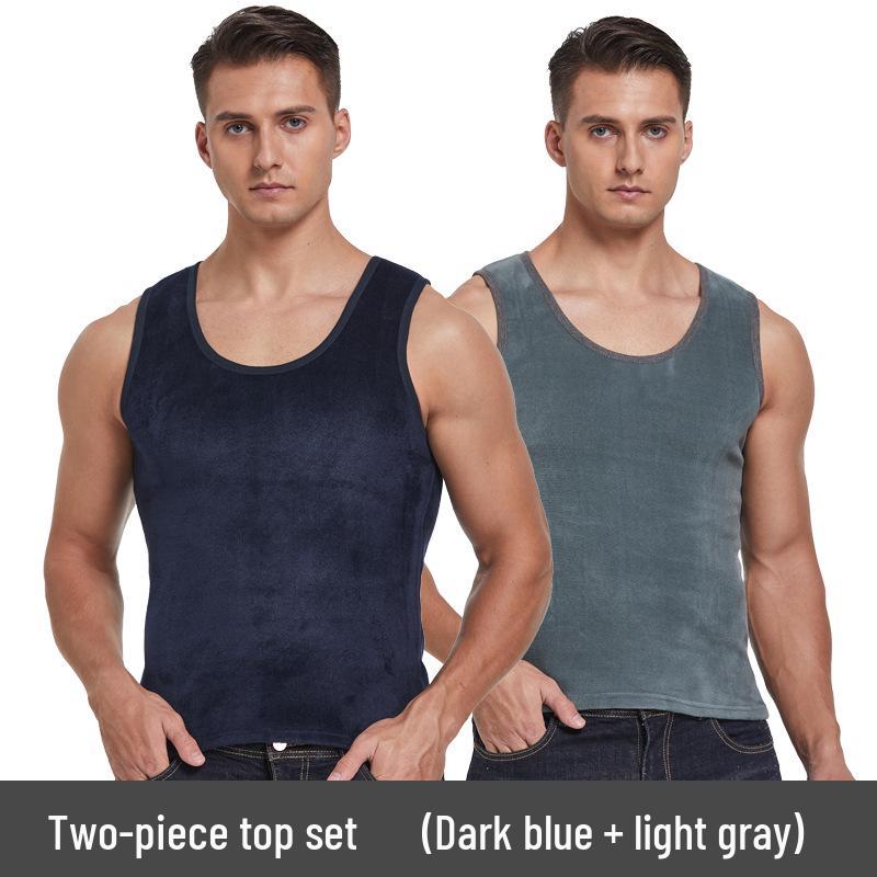 Men's Winter Double-Sided Golden Velvet Vest with Fleece, Thickened for Warmth; Round Neck Waistcoat & Base Layer for Cold Protection