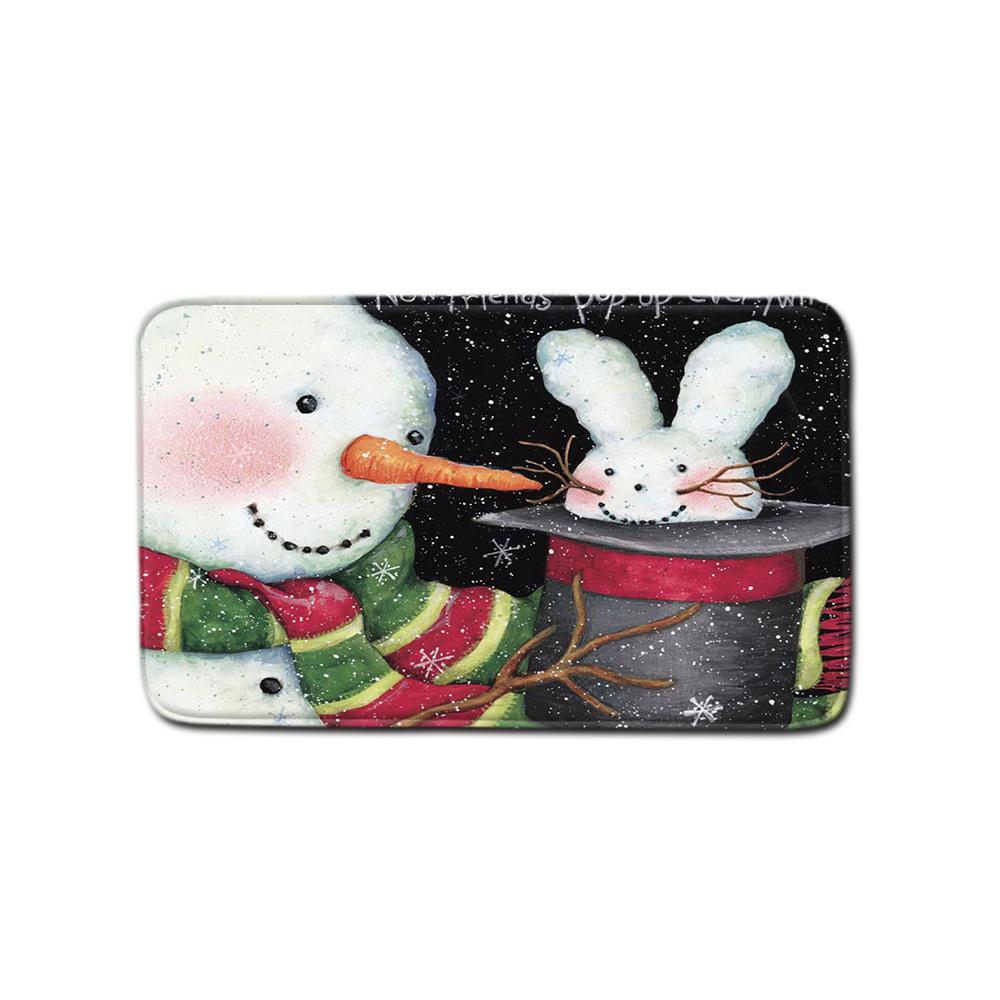 Christmas Shower Curtain Floor Mat Combination Four-Piece Set Bathroom Non-Slip Mat Toilet Absorbent Door Mat Carpet