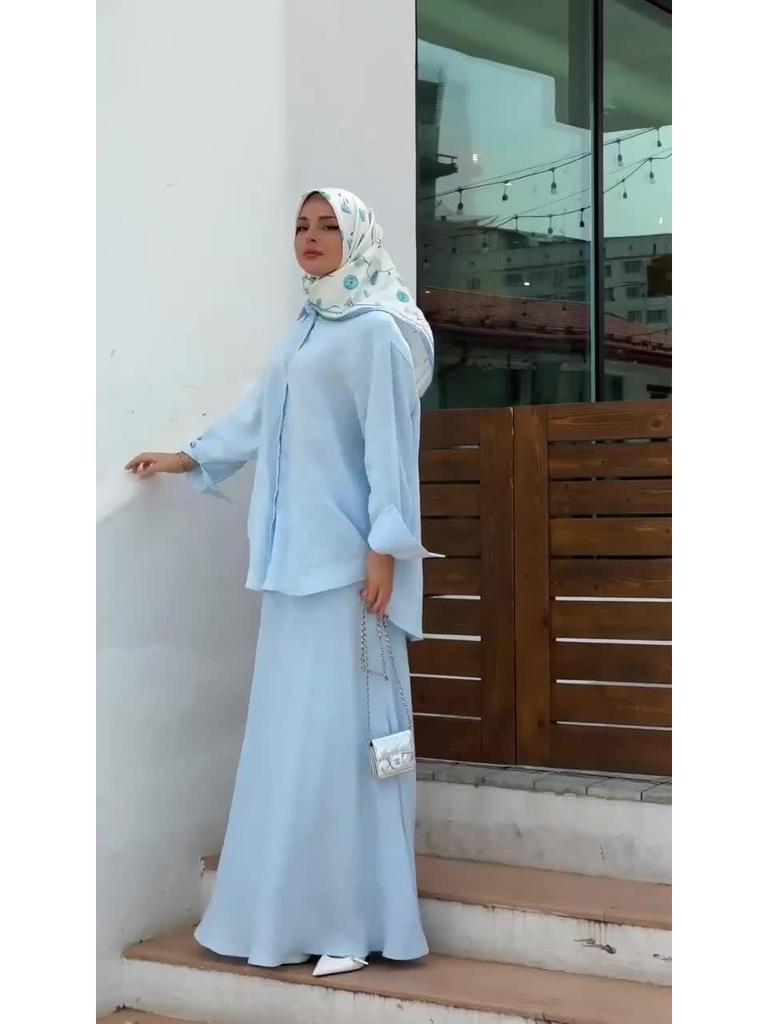 Elegant Summer 2025 Women's Long Sleeve Loose Dress Set