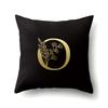 Polyester Pillowcase Car Decoration Black Gold Flower Pillowcase 26 English Letters Home Cushion Cover
