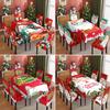 Christmas Waterproof Printed Tablecloth and Chair Covers Set Holiday Dining Decor for Home