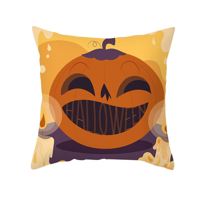 Halloween Pillow Cover New Product Cartoon Pumpkin Castle Print Peach Skin Cushion Cover Pillow Cover
