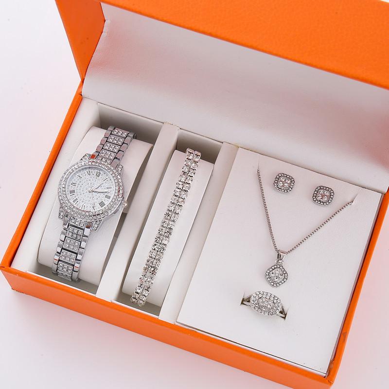 5-Piece Women's Versatile Quartz Wristwatch Set with Steel Band