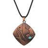 New Square Bird Turquoise Inlaid Leather Rope Pendant Women's Creative Bohemian Bird Branch Necklace