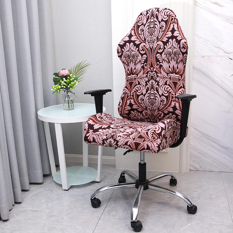 1 Pcs Office Computer Gaming Chair Covers Stretch Armchair Gamer Seat Cover Flower Printed Racing Desk Rotating Slipcovers