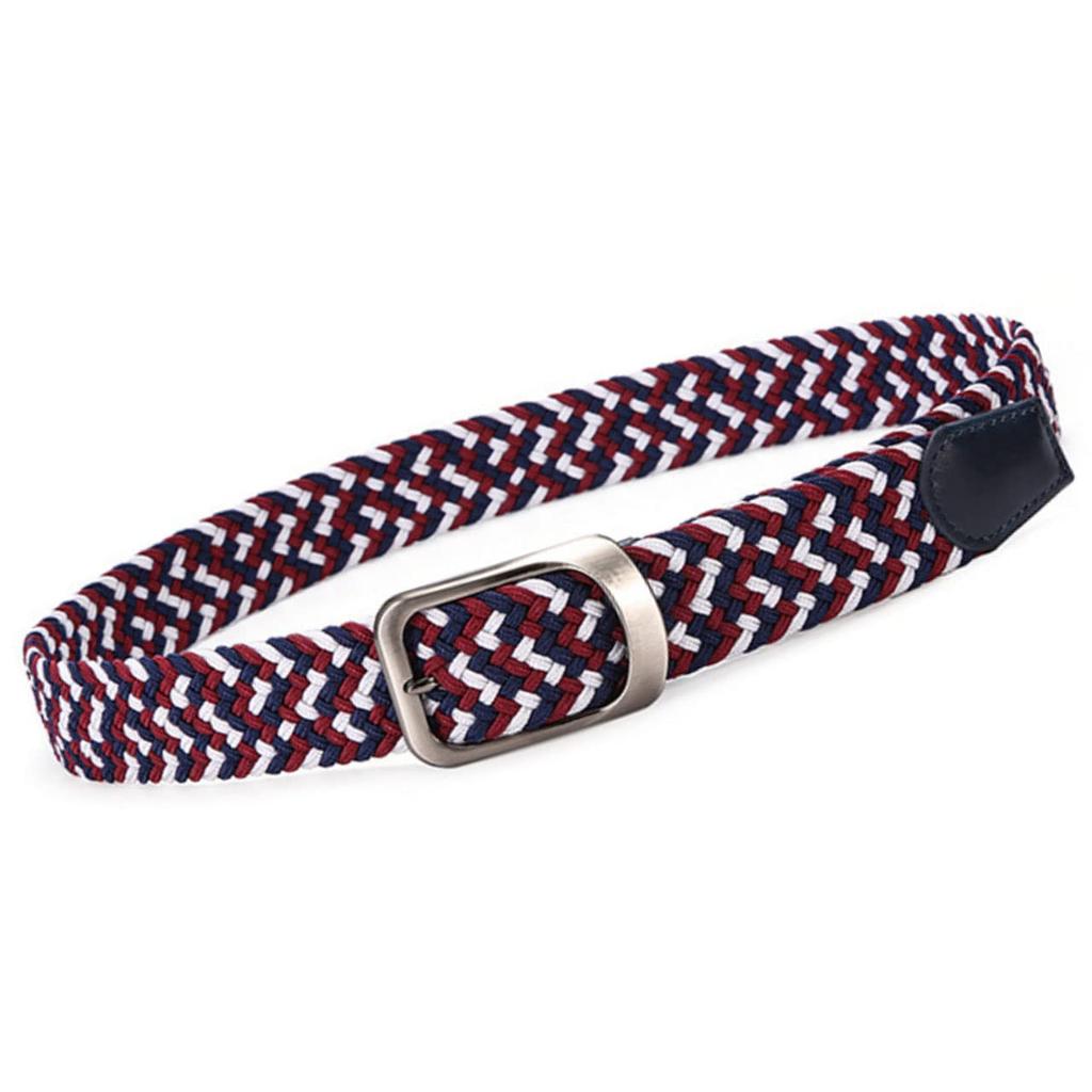 WHITE FANG Braided Elastic Belt, Colorful, Cool, Casual, One Size Fits All, Men's BT276 (Navy)