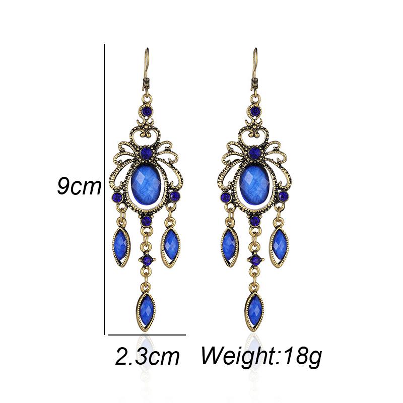Vintage Palace Style Dangle Earrings for Women Acrylic Water Drop Tassel Earring Female Ethnic Jewelry Accessories