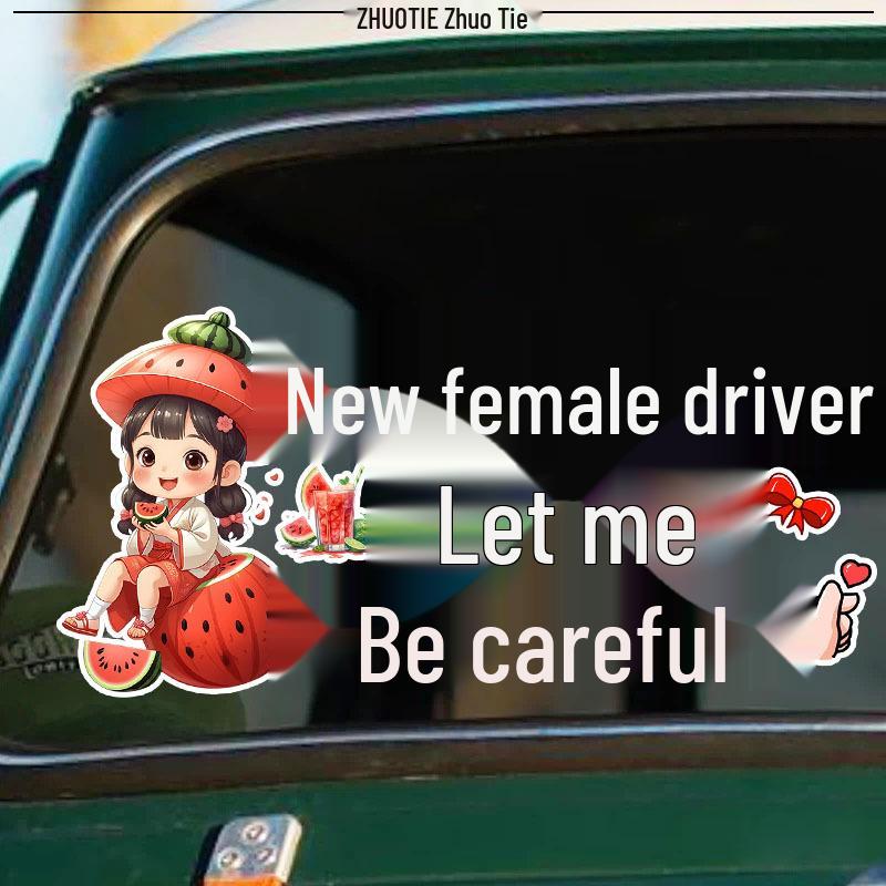 New Female Driver - Cute Heart Rear Window Car Sticker