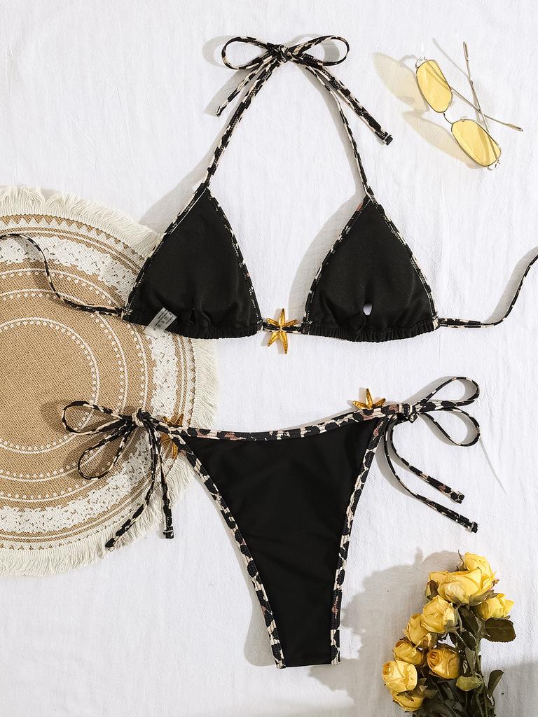 Triangle Cup Tie Starfish Decor Sexy Bikini Two Piece Set Elegant
