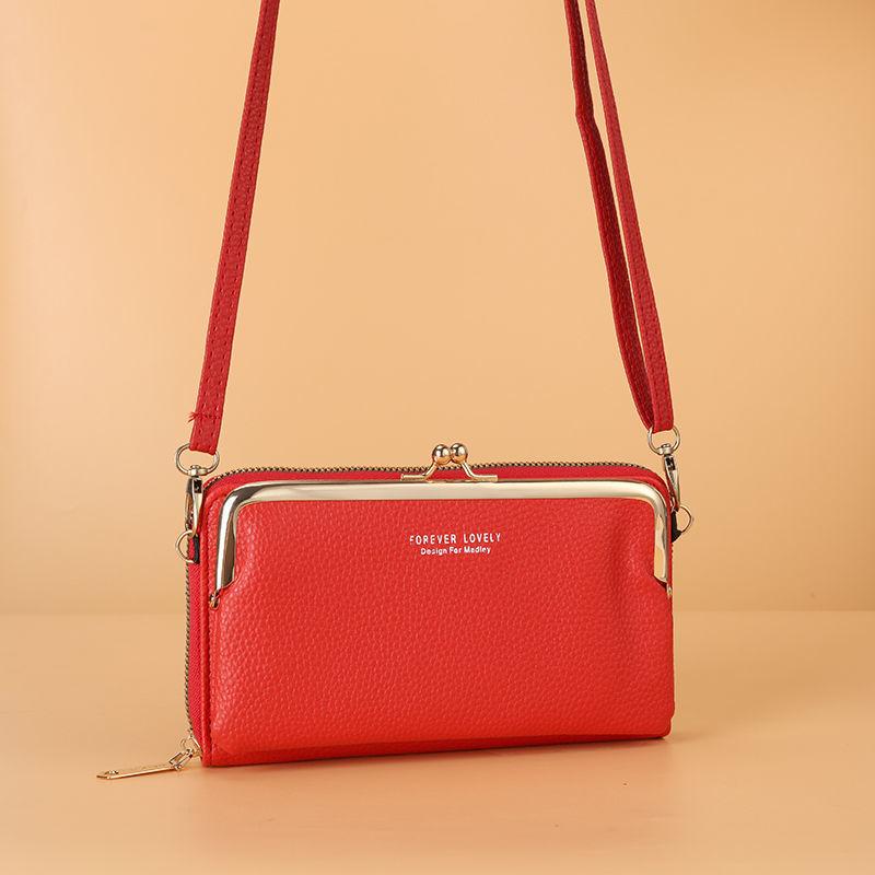 Mobile Phone Bag Female Litchi Grain Messenger Bag Student Versatile Dual-purpose Purse Fashion Makeup Bag Mini Bag