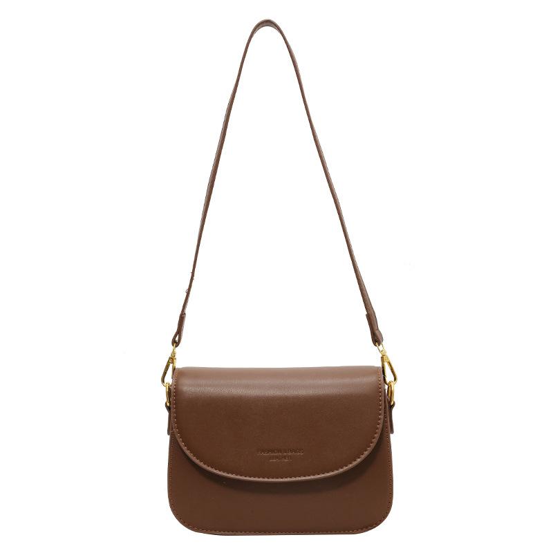 

Однотонная простая текстура маленькая сумка женская 2025 весна новая универсальная на плечо сумка-мессенджер нишевая ретро женская коричневый