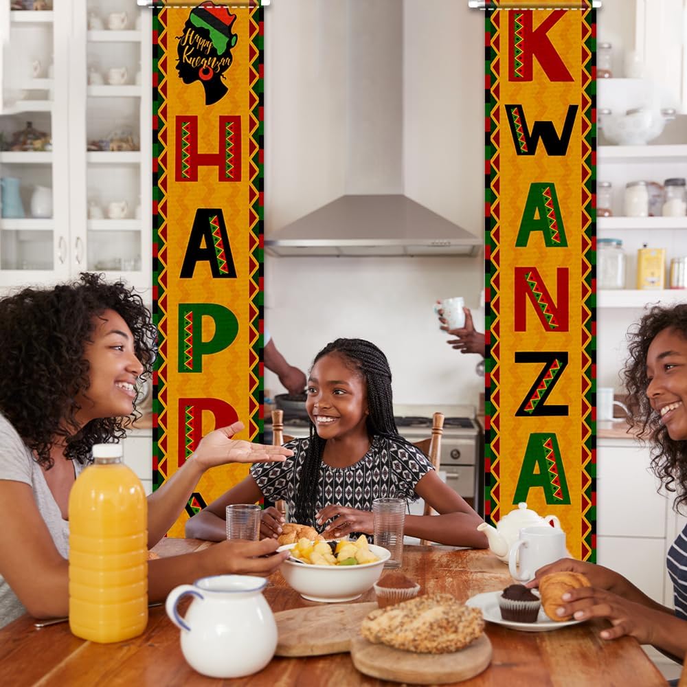 Vintage Happy Kwanzaa Decorations Door Banner Happy Kwanzaa Banner Harvest Backdrop Ns Heritage Welcome Porch Sign for Ns Heritage Holiday
