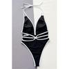Sexy Deep V Neck Halter Backless One Piece Swimsuit Women Swimwear Female High Leg Cut Monokini Bather Bathing Suit Swim