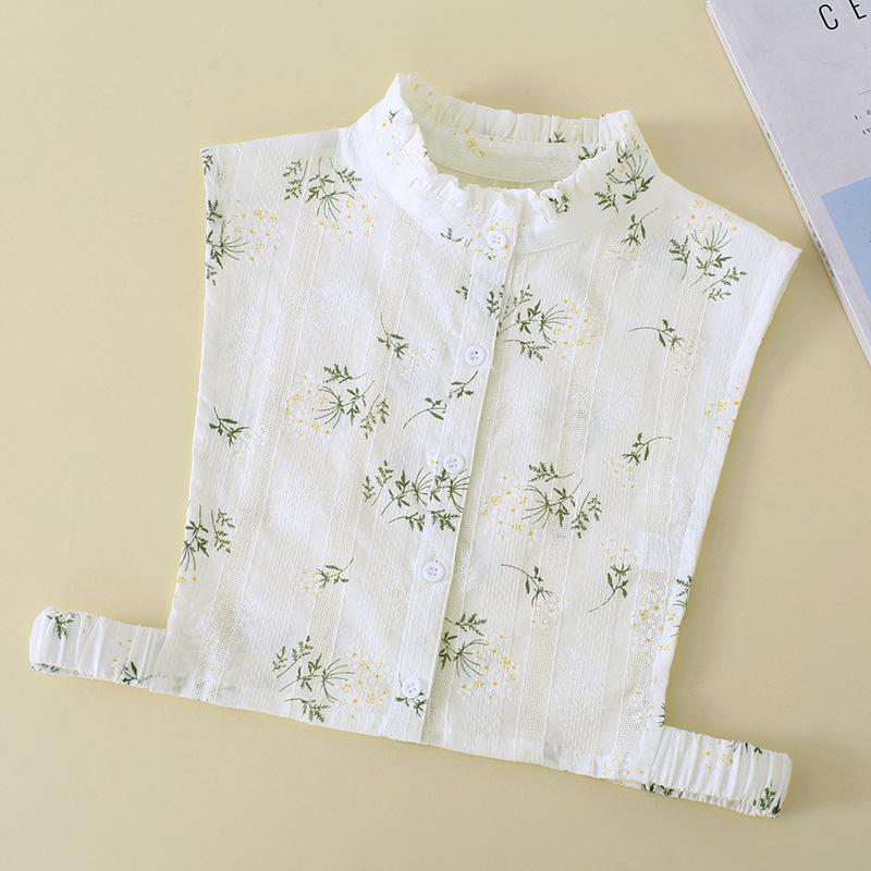 Women Cotton Printed Detachable Lapel Fake Collar Shirt White Ruffles False Collar Woman Removable False Blouse Nep Kraagie