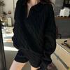 2024 Spring Women's Soft Solid Color Twisted Lapel Sweater - Fresh, Comfortable, and Loose Fit