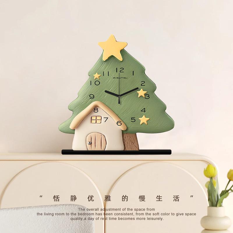New Christmas-decorated Tabletop Pendulum Table Clock Creative Living Room Small Ornaments