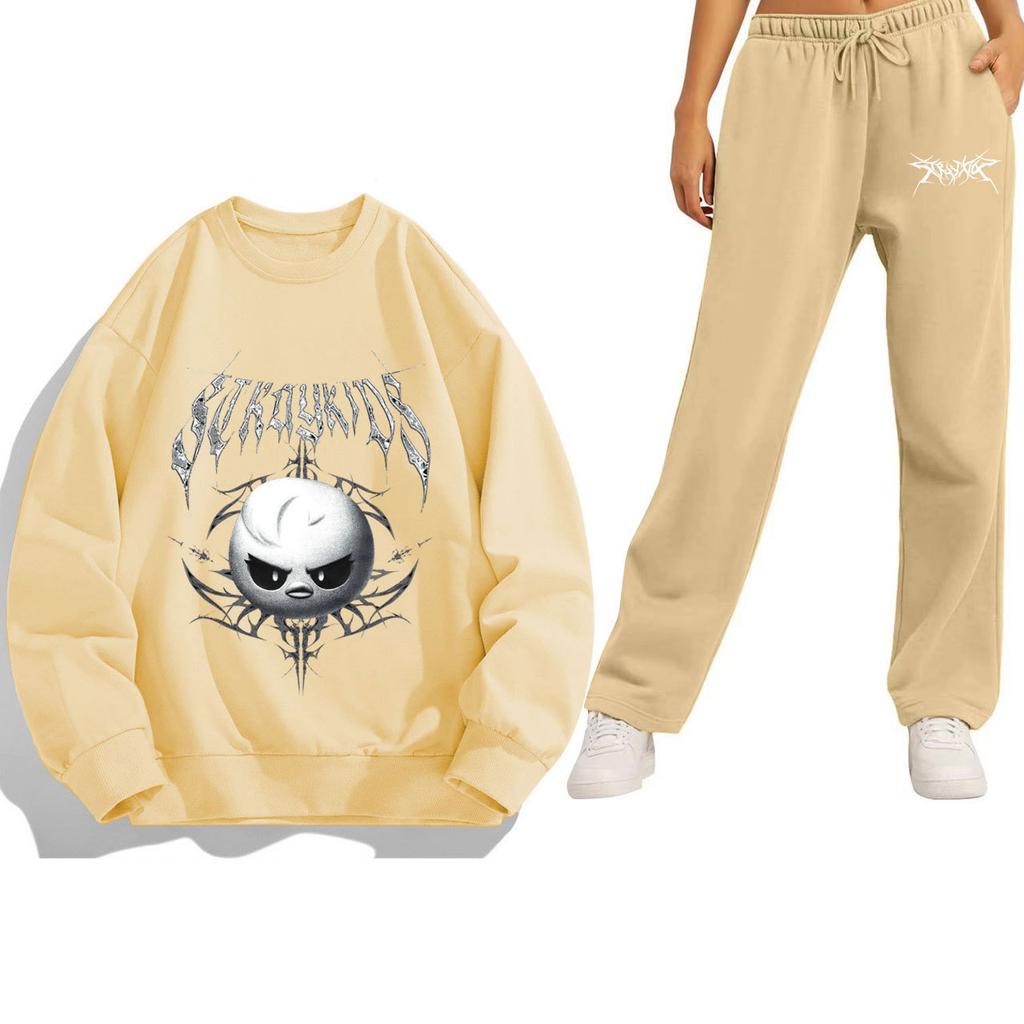 Ensemble Hoodie et Pantalon de Jogging Graphique Concert Tournée Stray Kids Tenue Ample pour Couple Pantalons pour Femmes