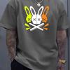 2025 Men's 100_ cotton summer loose fit large Rabbit Skull Graphic printed slim fit casual sports round neck short sleeved