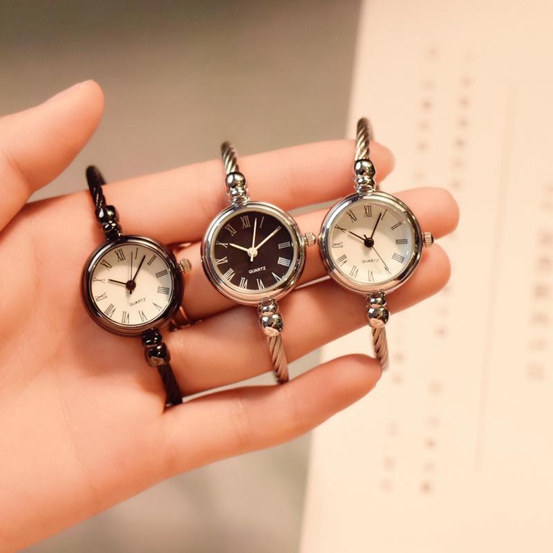New Luxury Fashion Silver Bangle Bracelet for Women Watches Stainless Steel Retro Ladies Quartz Wristwatches Small Clock