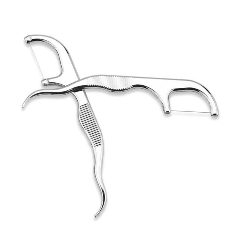 8-teiliges tragbares Edelstahl-Metall-Zahnstocherbeutel-Set, wiederverwendbar, mit Haltern