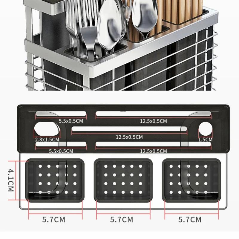 304 Stainless Steel Stand Wall Mounted Kitchen Storage Rack Knife Holder Cutlery Box Organizer Container