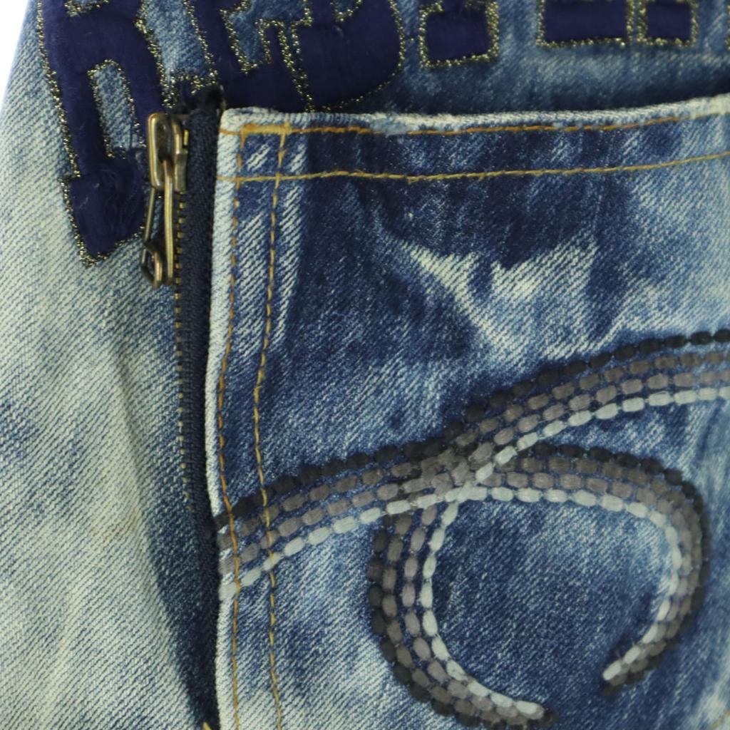 RED PEPPER Cotton Tie-dye Pattern Damage Processing Straight Denim Pants Men's Used