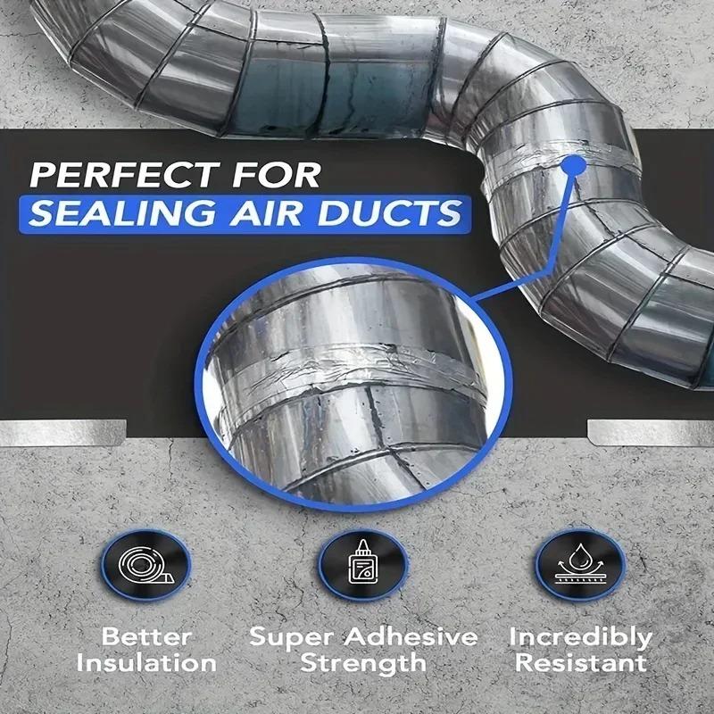 Aluminum Foil Tape Waterproof High Temperature Resistant for Pipe Repair, Moisture Rust Proof Sealing Tape for Kitchen Exhaust