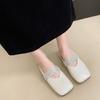 Fashion Square Slippers Summer New Baotou Shallow Mouth Crystal with Cover Foot Soft Sole Anti-slip Wear-resistant Flat Shoes