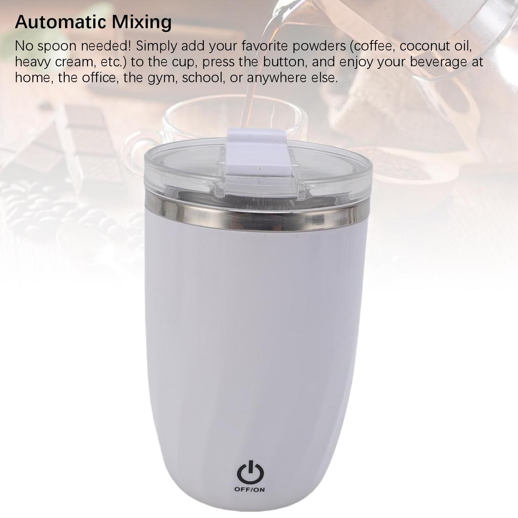 380ML Automatic Stirring Coffee Mug 304 Stainless Steel Auto Magnetic Coffee Cup Electric Mixing Mug for Home Office Gym