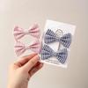 2Pcs/Set Solid Color Kids Bows Hair Clips For Baby Girls Handmade Plaid Bowknot Hairpin Barrettes Photograph Hair Accessories