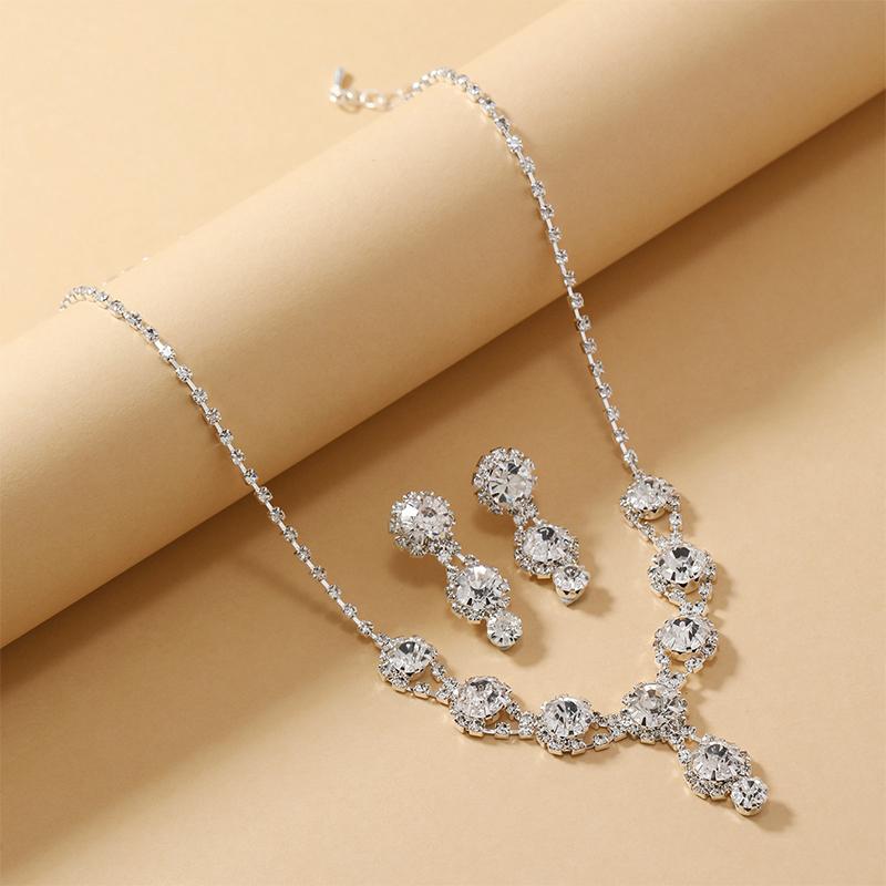 Women'S White Pendant Necklace Earrings Set Women'S Dress Accessories Wedding Jewelry Two Sets Necklace Earrings
