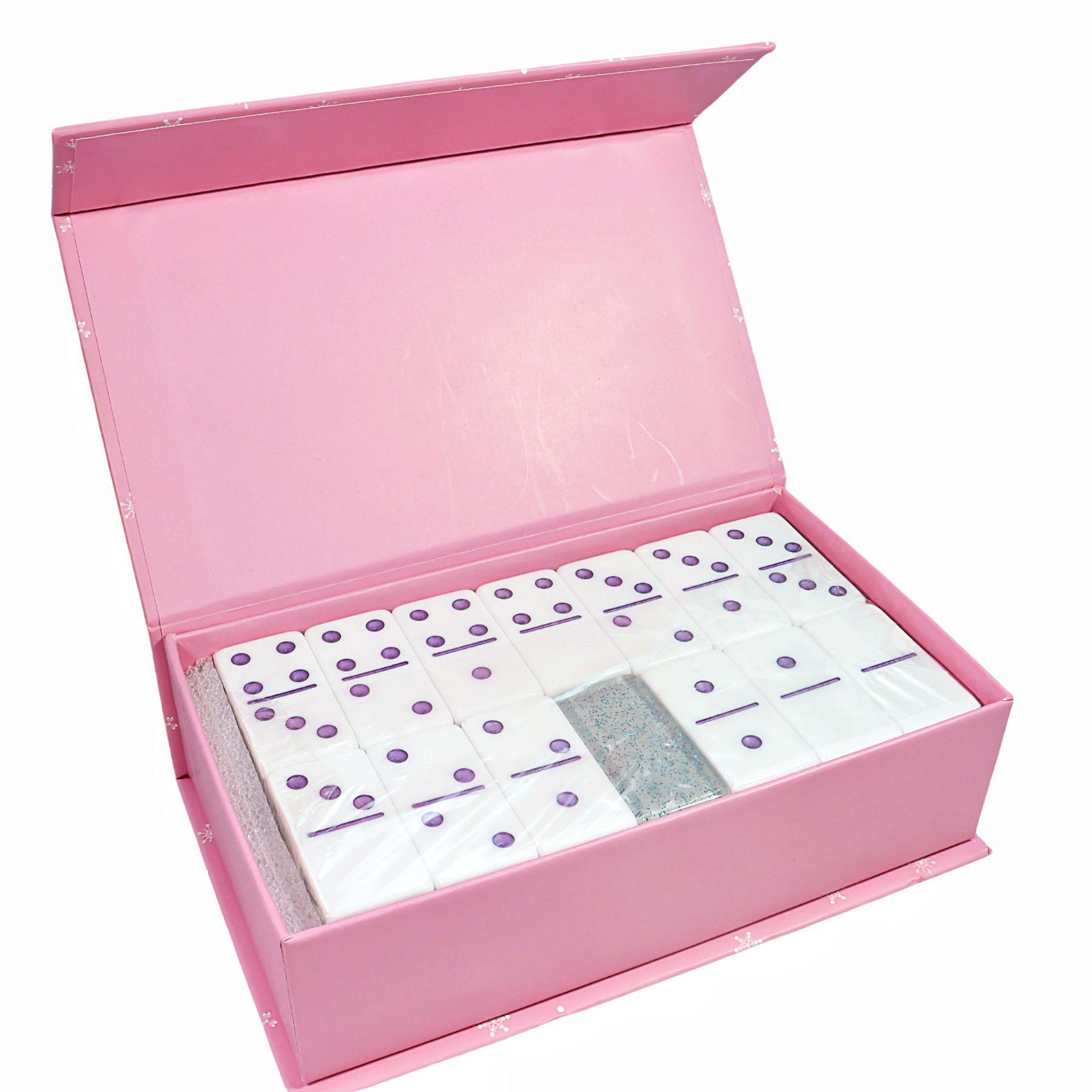 

Акриловый набор домино маджонг с двухцветной многослойной гравировкой и 3D многоцветным логотипом